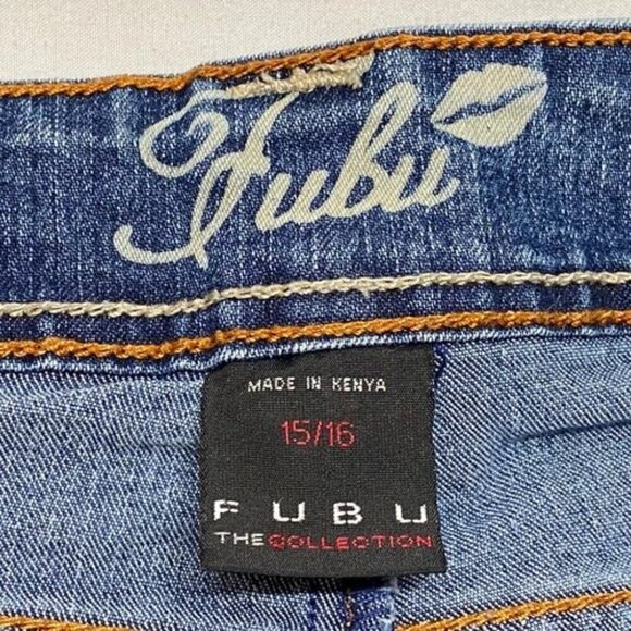 Fubu Y2K Denim Jean Shorts Women's Sz 15/16 Blue 5 Pocket 2" Inseam Vintage EUC - Picture 5 of 7